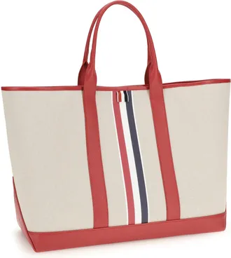 Thom Browne Mens Canvas Tote Bag Red Shoulder