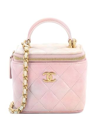 Chanel Classic Top Handle Vanity Case with Chain Quilted Lambskin Mini crossbody bag - Blauw