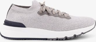 Brunello Cucinelli Sneakers low-top in maglia di cotone e pelle - BRUNELLO CUCINELLI - gender_Man