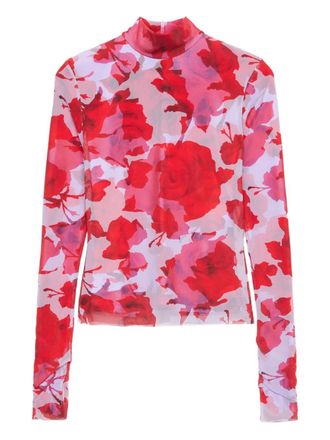Msgm floral-print top - women - Fabric - 42 - Red