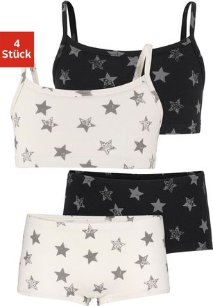 Vivance Set: Bustier VIVANCE, Damen, Gr. 134/140, N-Gr, schwarz (schwarz, creme), Obermaterial: 95% Baumwolle, 5% Elasthan, gemustert, k&ouml;rpernah, BH-Sets Set: