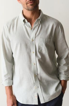 Marine Layer Better-than-Linen Hemp Blend Button-Up Shirt in Iceberg Green Stripe at Nordstrom, Size Xx-Large