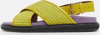 Marni Yellow Raffia Fussbett Flat Sandals