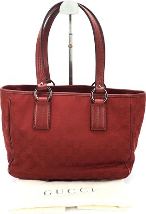 Gucci Red GG Canvas Top Handle Womens Bag (Pre-Owned)