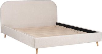 Vente-Unique Cama 140 x 190 cm - Tela boucl&eacute; - Crudo - SANTADI