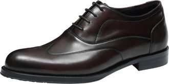 Generic Mens Pointed Toe Office Dress Shoes Lace Up Vintage Oxfords Low Block Heel Wedding Party Prom Shoes,Brown,6.5 UK