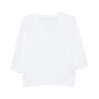 Majestic Filatures Majestic Filatures, V-neck Knitwear, female, White, Size: L V-neck T-shirt