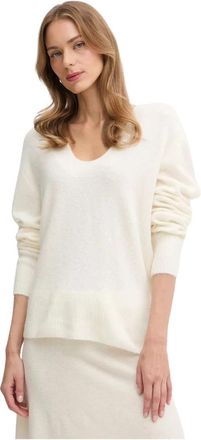 Benetton V-hals gebreide kleding - Dames - V-hals truien - Beige - L - Wol - Truien & Vesten