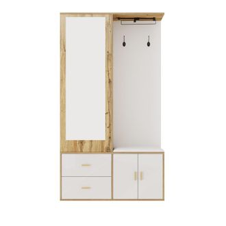 Urban Meuble Mueble de entrada con espejo, perchero, banco y almacenaje