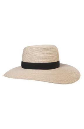 Eric Javits Daphne Broad Brim Straw Fedora in Cream/Black at Nordstrom