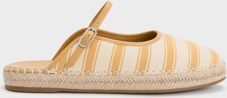 Charles & Keith Striped Mary Jane Espadrille Mules