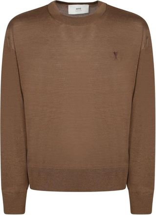Ami De Coeur Sweater - Heren - Ronde hals truien - Bruin - M - Wol - Truien & Vesten