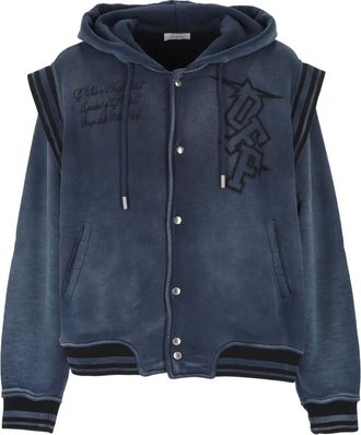 Off-white logo-embroidered hoodie - Blue