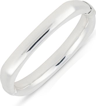MAX + STONE 925 Sterling Silver 7 Inch Polished Squared Bracelets with Hinged Clasp