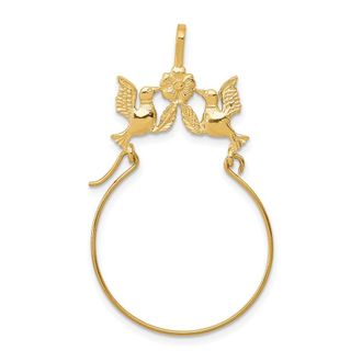 Diamond2Deal 14k Yellow Gold Polished Doves Bow Charm Holder