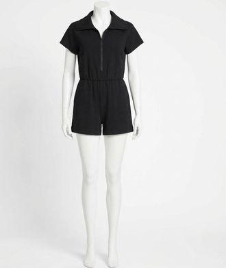 Spanx Airessentials Half Zip Romper In Very Black