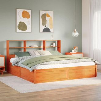 vidaXL Vidaxl - Cama Sin Colch&oacute;n Madera Maciza De Pino Marr&oacute;n Cera 180x200 Cm