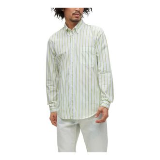 HUGO BOSS Overhemden, Heren, Groen, S, Katoen, Lange Mouw Katoenen Overhemd