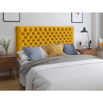 Casa Elba Mustard Plush King 26 inch Strutted Headboard