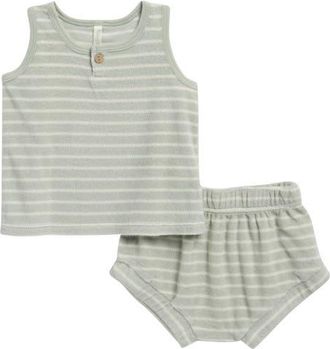 Rylee + Cru Terry Tank & Shorts Set in Seafoam at Nordstrom, Size 18-24M