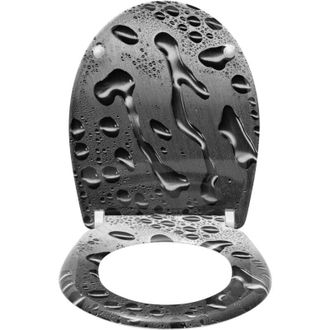 Woltu Woltu - Asiento De Inodoro Con Descenso Autom&aacute;tico Forma De O, Gota Gris