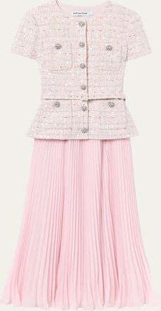 Self Portrait Sequined Boucl&eacute; Midi Dress