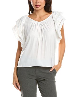 T Tahari Flutter Sleeve Airflow Blouse