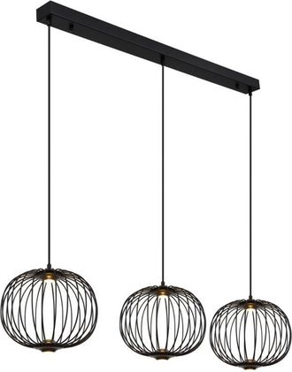 Globo Lighting Galway L&aacute;mpara De Techo Colgante De Barra, Color Negro Mate, 3 Led, 3000 K