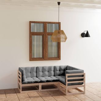 vidaXL Muebles De Jard&iacute;n 4 Piezas Con Cojines De Madera De Pino Maciza Vidaxl