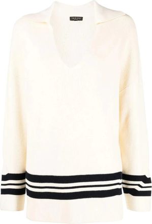 Rag & Bone Casual Gestreepte Polo Tuniek Jurk Beige - Dames - V-hals truien - Beige - L - Katoen - Truien & Vesten