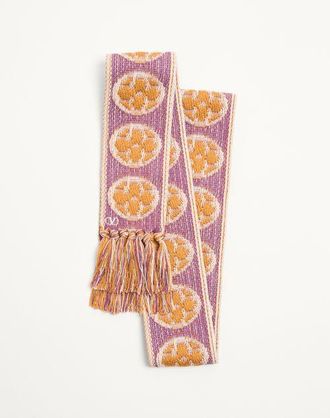 Valentino Garavani Antibes Cotton Scarf With Fringe Man IVORY/PURPLE/GINGER ORANGE/BEIGE/WHITE UNI