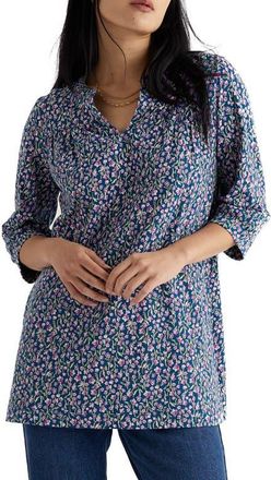 Seasalt Cornwall Sithney Floral Organic Cotton Jersey Tunic in Flax Flower Bright Orchid at Nordstrom, Size 10 Us