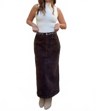 Bailey Rose Ellianna Embellished Midi Skirt In Chocolate