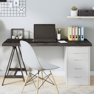 Berkfield Home Table Top Dark Grey 140x60x(2-4) cm Treated Solid Wood Oak