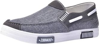 Generic Mens Canvas Loafers Shoes Comfortable Slip On Shoes Lightweight Flat Trainer Barefoot Casual Shoe Extra Wide Fit Trainers Soft Trainers Orthopedic Wal