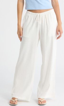 PacSun Alisa Linen Blend Wide Leg Pants in White at Nordstrom, Size Xx-Small