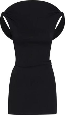 Jacquemus Zwarte Mini Jurk met Open Rug - Dames - Feestkleedjes - Zwart - XS - Kleedjes