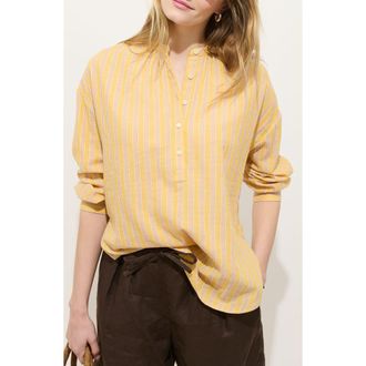 Alex Mill Nina Stripe Popover in Brown at Nordstrom, Size X-Small