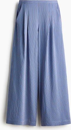 H&M Straight Pull-on Trousers in Blue/striped at Nordstrom, Size X-Small