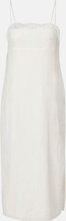 Poss&eacute; Darya embroidered linen and cotton midi dress