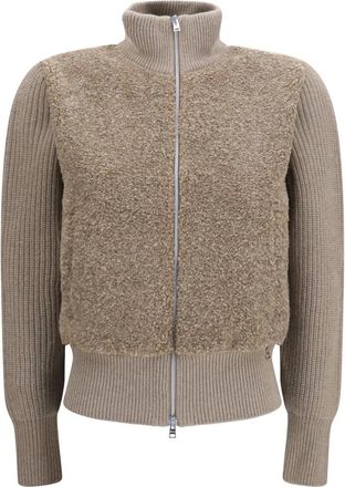 Herno Resort Geribd Vest van Zuivere Wol - Dames - Truien - Beige - Maat: XL Wol