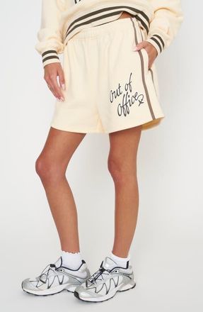 The Mayfair Group Oversize XXL Out of Office Graphic Sweat Shorts in Yellow at Nordstrom, Size Xx-Large