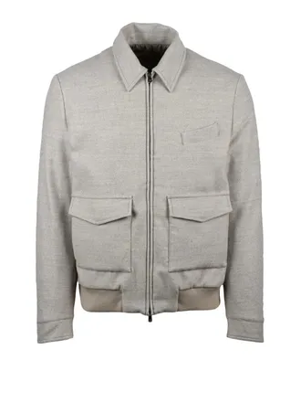 LUIGI BORRELLI NAPOLI Beige Virgin Wool Aviator Jacket