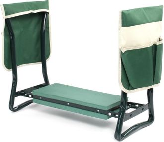 OEM Taburete De Jard&iacute;n Y Arrodillador Plegable 2 En 1, Acolchado De 150 Kg, 2 Bolsas De Almacenamiento
