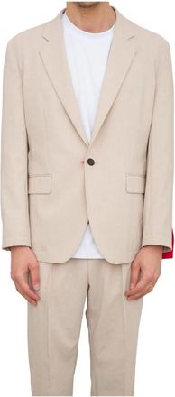 HUGO BOSS Kris 242X1_Wg Single-Breasted Blazer - Heren - Blazers - Beige - L - Leer - Jassen