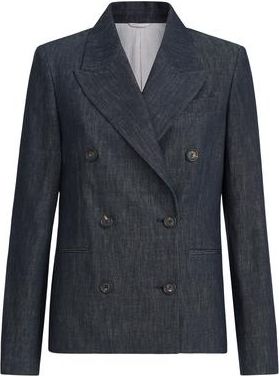 Brunello Cucinelli Denim-effect twill blazer in Dark Denim at Nordstrom, Size 44 It
