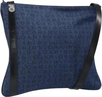 Bulgari Pre-owned Vintage Canvas Schoudertas - Dames - Vintage Schoudertas - Blauw - ONE Size - Vintage