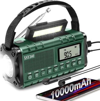 OEM Radio De Emergencia De 37000 Mwh Con Alerta Meteorol&oacute;gica Am/fm, Despertador, Linterna Sos, Kit De Supervivencia Port&aacute;til - Otros