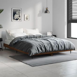 vidaXL Vidaxl - Estructura De Cama Madera De Ingenier&iacute;a Marr&oacute;n Roble 135x190 Cm