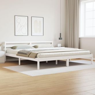 Berkfield Home Bed Frame with Headboard White 180x220 cm Solid Wood Pine